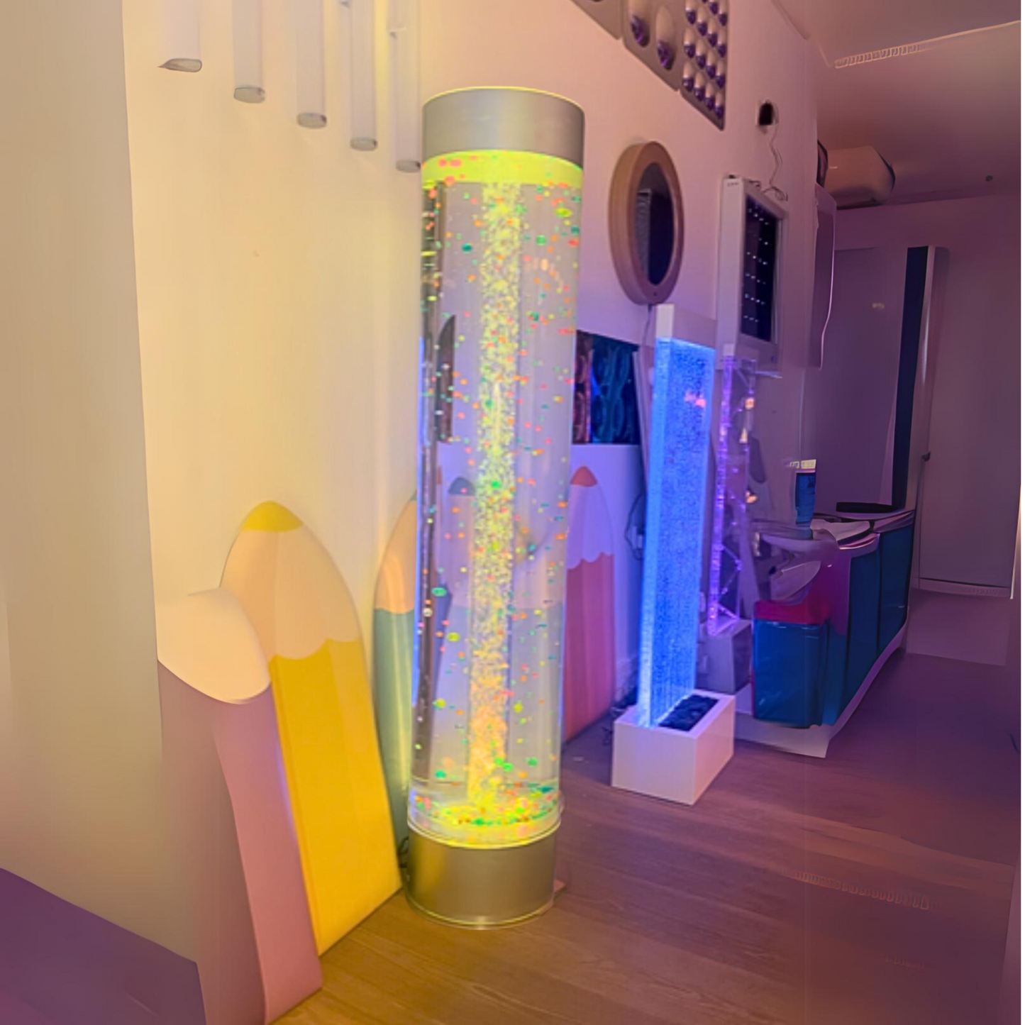 Playlearn Jumbo Bubble Tube Extra Wide with Floating Balls and Remote 1.5m Tall x 30cm Dia.